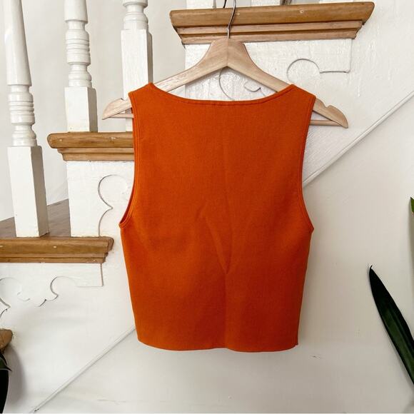 & Other Stories Orange Knit Keyhole Tank Top Ribbed Sleeveless Casual Size M - Picture 5 of 8